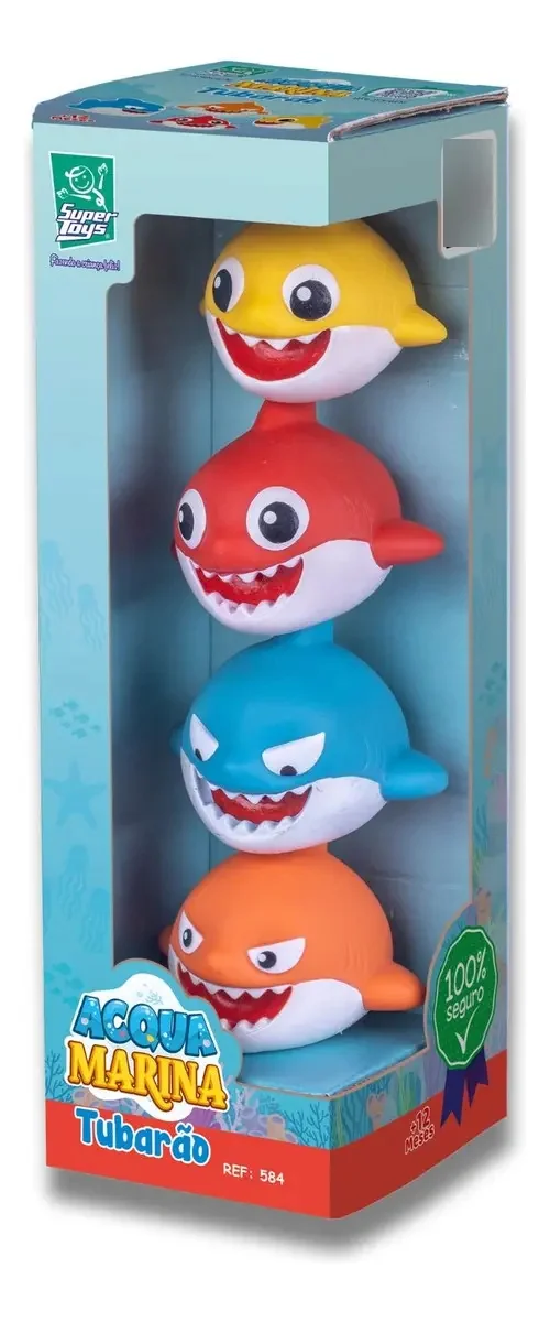 04 Tubarão Mordedor Soft Para Bebês Brinquedo Macio Banheira - imagem 6