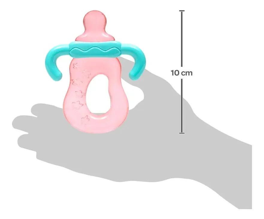 Brinquedo Mordedor Com Água Mamadeira Rosa Bebê Buba - imagem 3