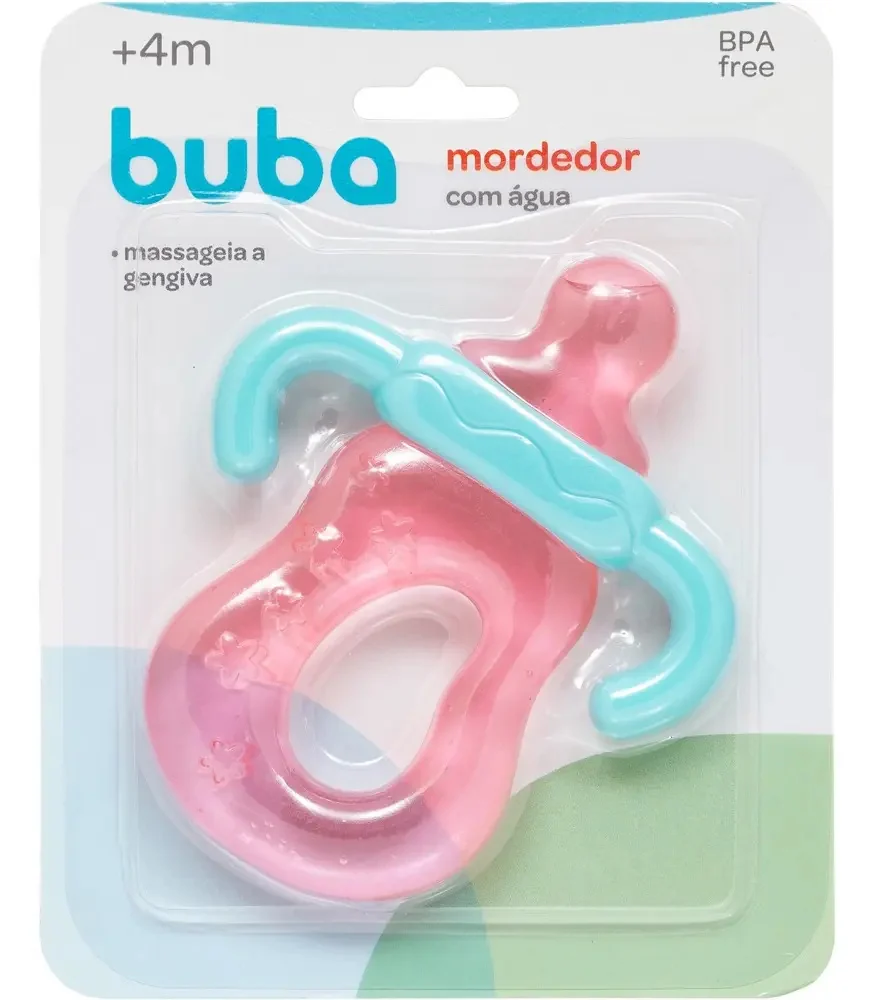 Brinquedo Mordedor Com Água Mamadeira Rosa Bebê Buba - imagem 4