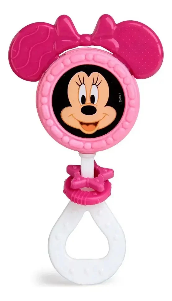 Chocalho e Mordedor Minnie Mouse Rattle Rosa Disney Meninas Bebê Elka