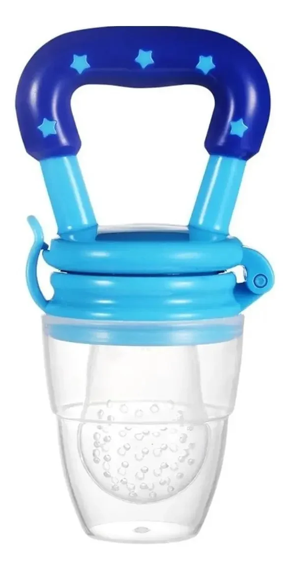 Chupeta Alimentador Frutas Art Baby Mordedor Bico Mamadeira Silicone Azul - imagem 2