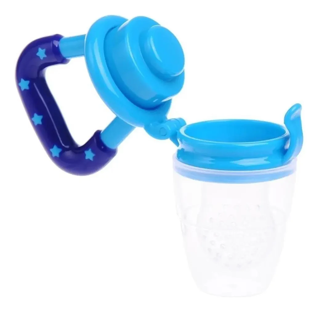 Chupeta Alimentador Frutas Art Baby Mordedor Bico Mamadeira Silicone Azul - imagem 4