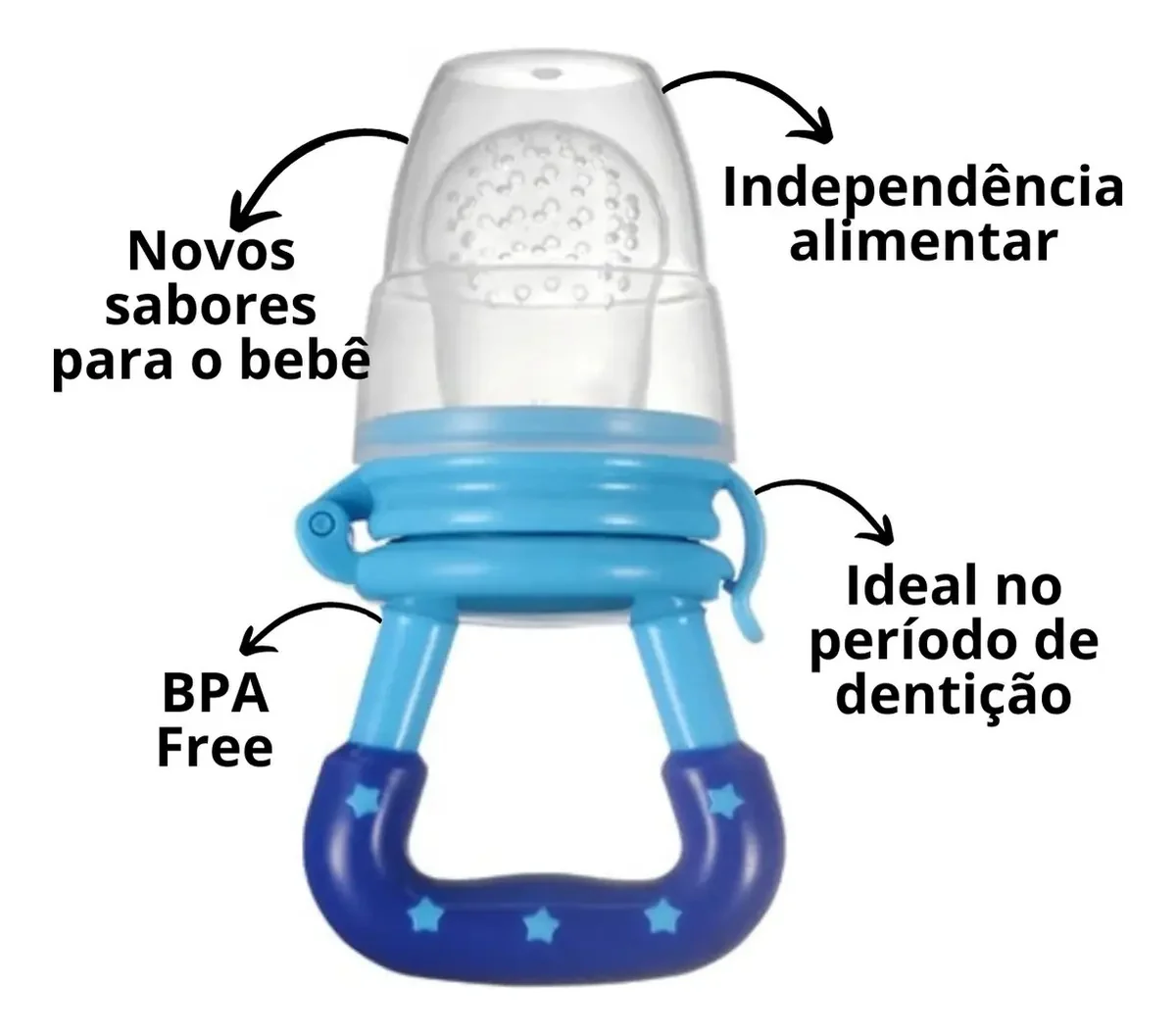 Chupeta Alimentadora Bambino Bebê Mordedor Azul Livre BPA Para Frutas e Legumes - imagem 10