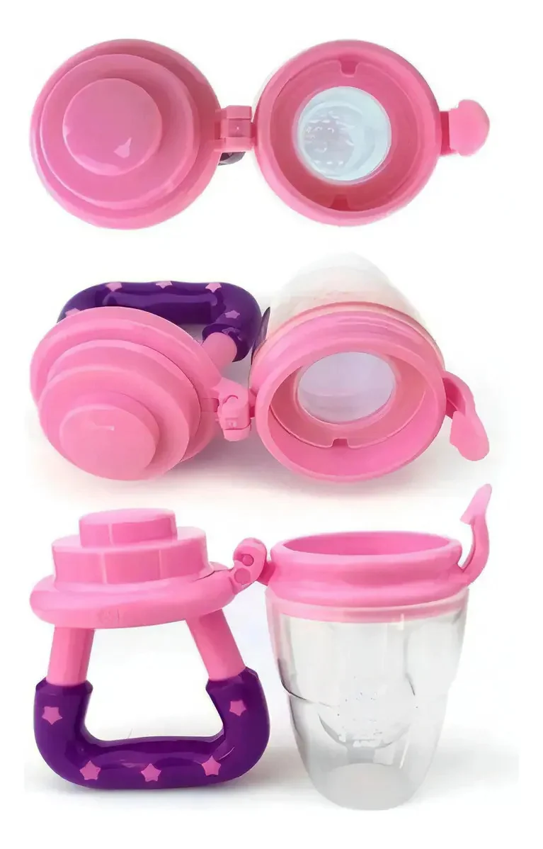 Chupeta Alimentadora Silicone Art Baby Mordedor Bico Mamadeira Rosa - imagem 3