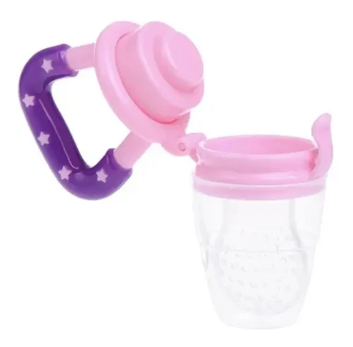 Chupeta Alimentadora Silicone Art Baby Mordedor Bico Mamadeira Rosa - imagem 4