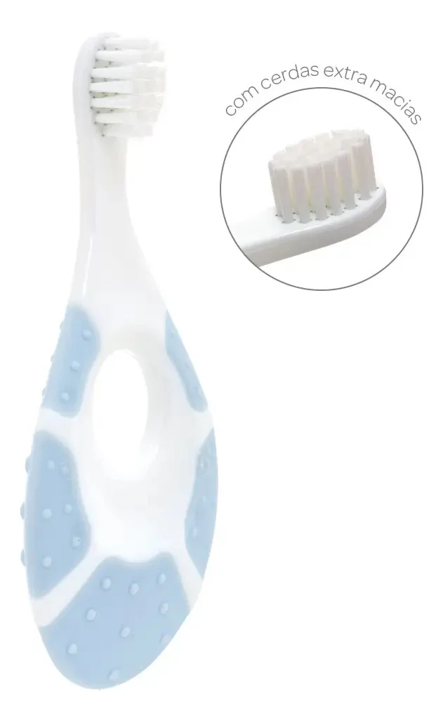 Escova De Dente Primeiro Dentinhos 0 A 2 Anos Mordedor Cor Azul - imagem 2