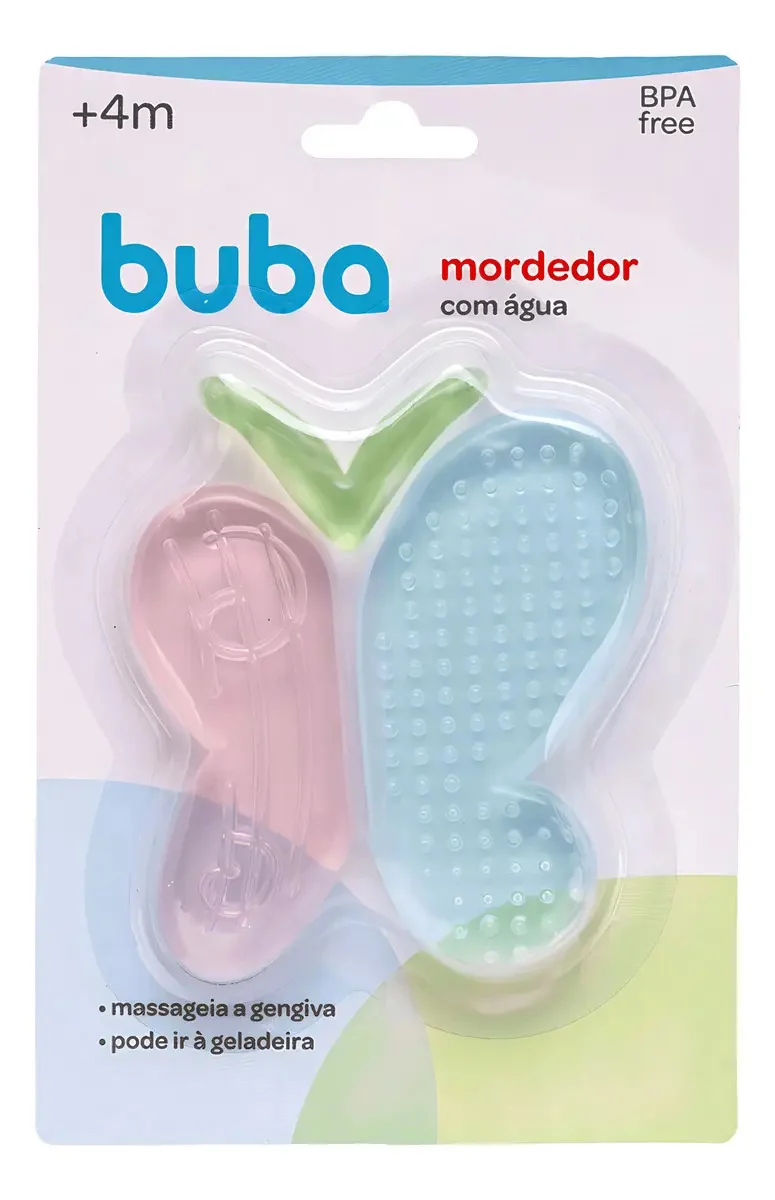 Kit 2 Mordedores Bebê Massageador De Gengiva Menina Buba Cor Rosa-claro Bananinha-borboleta - imagem 5