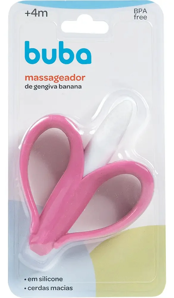 Kit 2 Mordedores Bebê Massageador De Gengiva Menina Buba Cor Rosa-claro Bananinha-borboleta - imagem 6