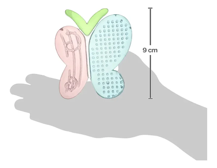 Kit 2 Mordedores Bebê Massageador De Gengiva Menina Buba Cor Rosa-claro Bananinha-borboleta - imagem 7