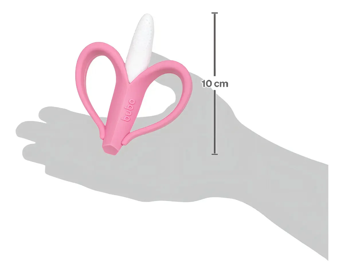 Kit 2 Mordedores Bebê Massageador De Gengiva Menina Buba Cor Rosa-claro Bananinha-borboleta - imagem 8