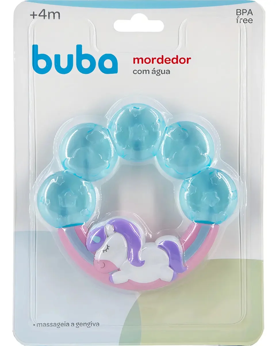 Kit 2 Mordedores Para Bebê Sensorial Gengiva Menina Buba Cor Rosa-claro Unicórnio - Mãozinha - imagem 3