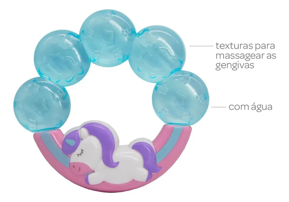 Kit 2 Mordedores Para Bebê Sensorial Gengiva Menina Buba Cor Rosa-claro Unicórnio - Mãozinha - imagem 5