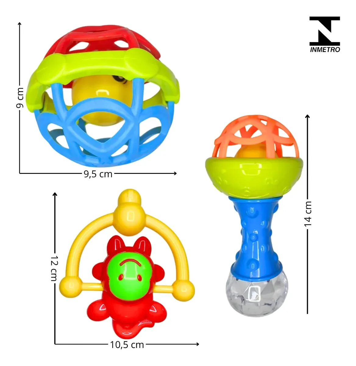 Kit Chocalho Mordedor Sensorial Macio Bola Colorido 8 Peças Colorido Divertido Adidi Dêda - imagem 3