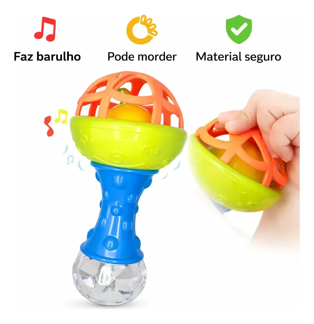 Kit Chocalho Mordedor Sensorial Macio Bola Colorido 8 Peças Colorido Divertido Adidi Dêda - imagem 5