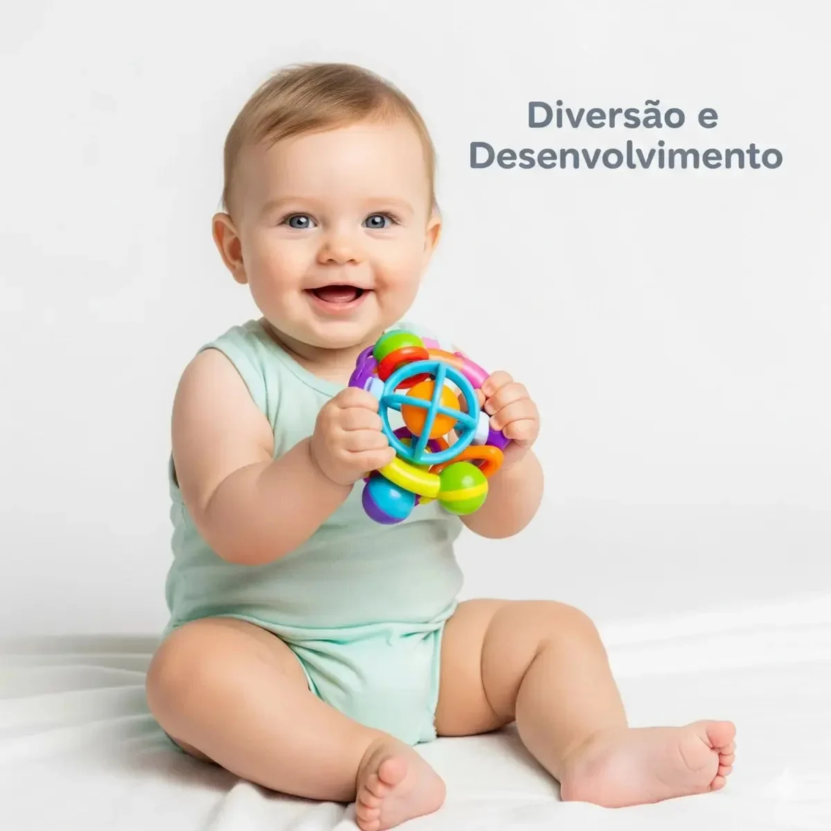 Kit Chocalhos E Mordedores Sensoriais Para Bebê Com 8 Peças Coloridas - imagem 6