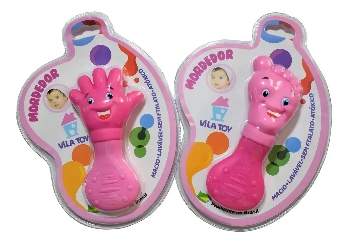 Kit Mordedor Macio Mãozinha E Pezinho Rosa Mão E Pé PÉ E MÃO - imagem 2