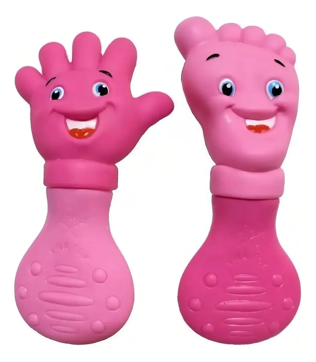 Kit Mordedor Macio Mãozinha E Pezinho Rosa Mão E Pé PÉ E MÃO