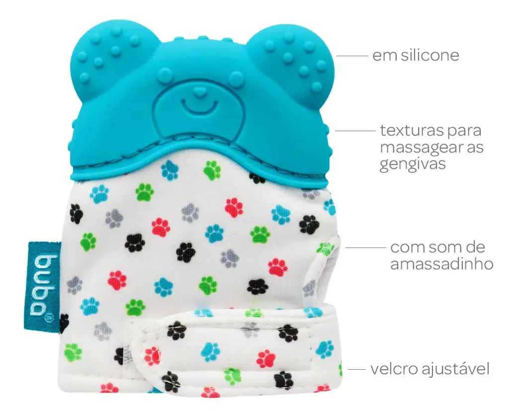 Luva Mordedor De Silicone Urso Azul - Buba Liso - imagem 2