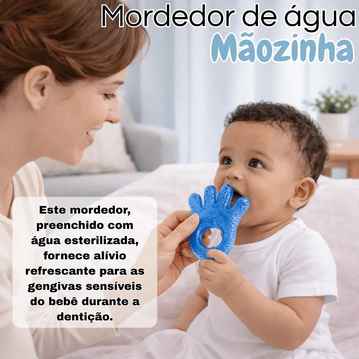Mordedor Com Água Mão Azul Buba Liso Mãozinha Azul Liso - imagem 4
