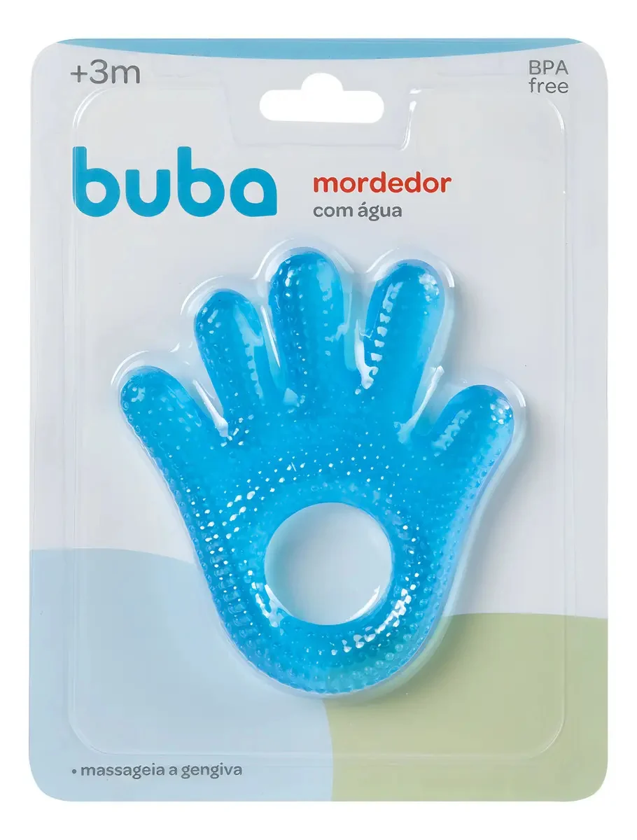 Mordedor Com Água Mão Azul Buba Liso Mãozinha Azul Liso