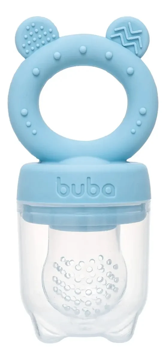 Porta Frutinhas Silicone Ursinho Azul 18852 Buba 2 Em 1 Sugador Mordedor Atóxico - imagem 2