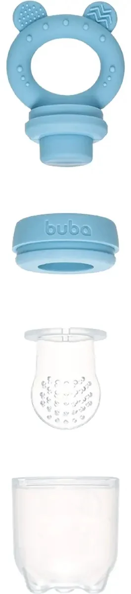 Porta Frutinhas Silicone Ursinho Azul 18852 Buba 2 Em 1 Sugador Mordedor Atóxico - imagem 3