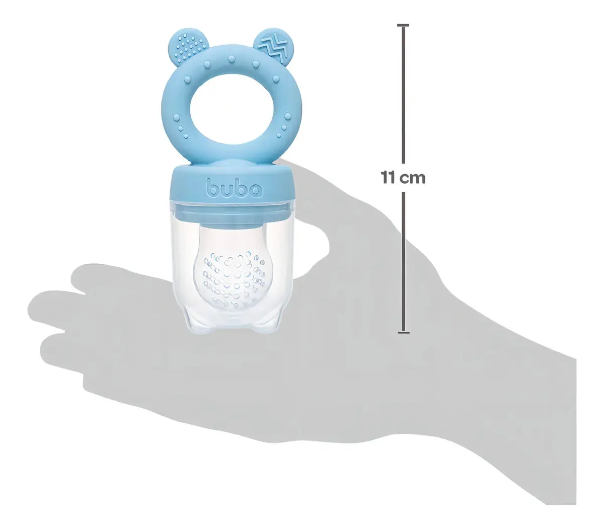 Porta Frutinhas Silicone Ursinho Azul 18852 Buba 2 Em 1 Sugador Mordedor Atóxico - imagem 7