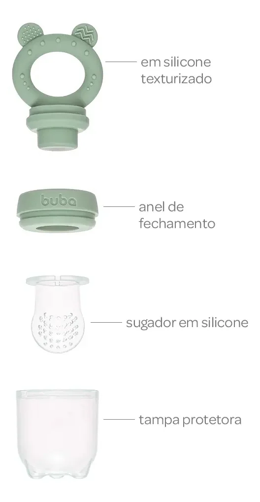 Porta Frutinhas Silicone Ursinho Verde Lanchinho 18854 Buba - imagem 6