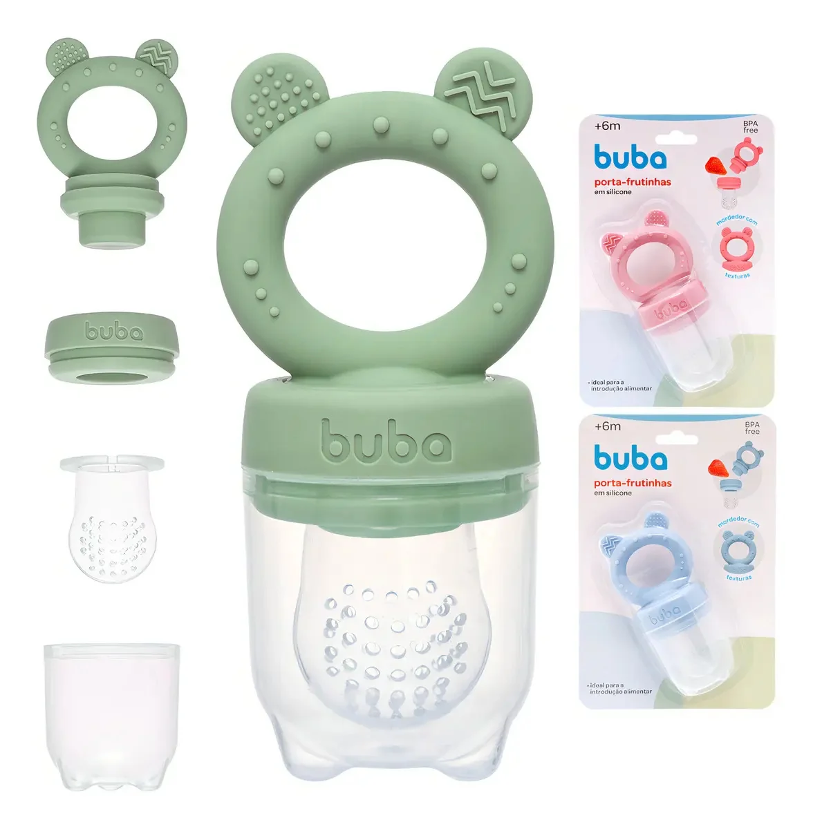 Porta Frutinhas Silicone Ursinho Verde Lanchinho 18854 Buba